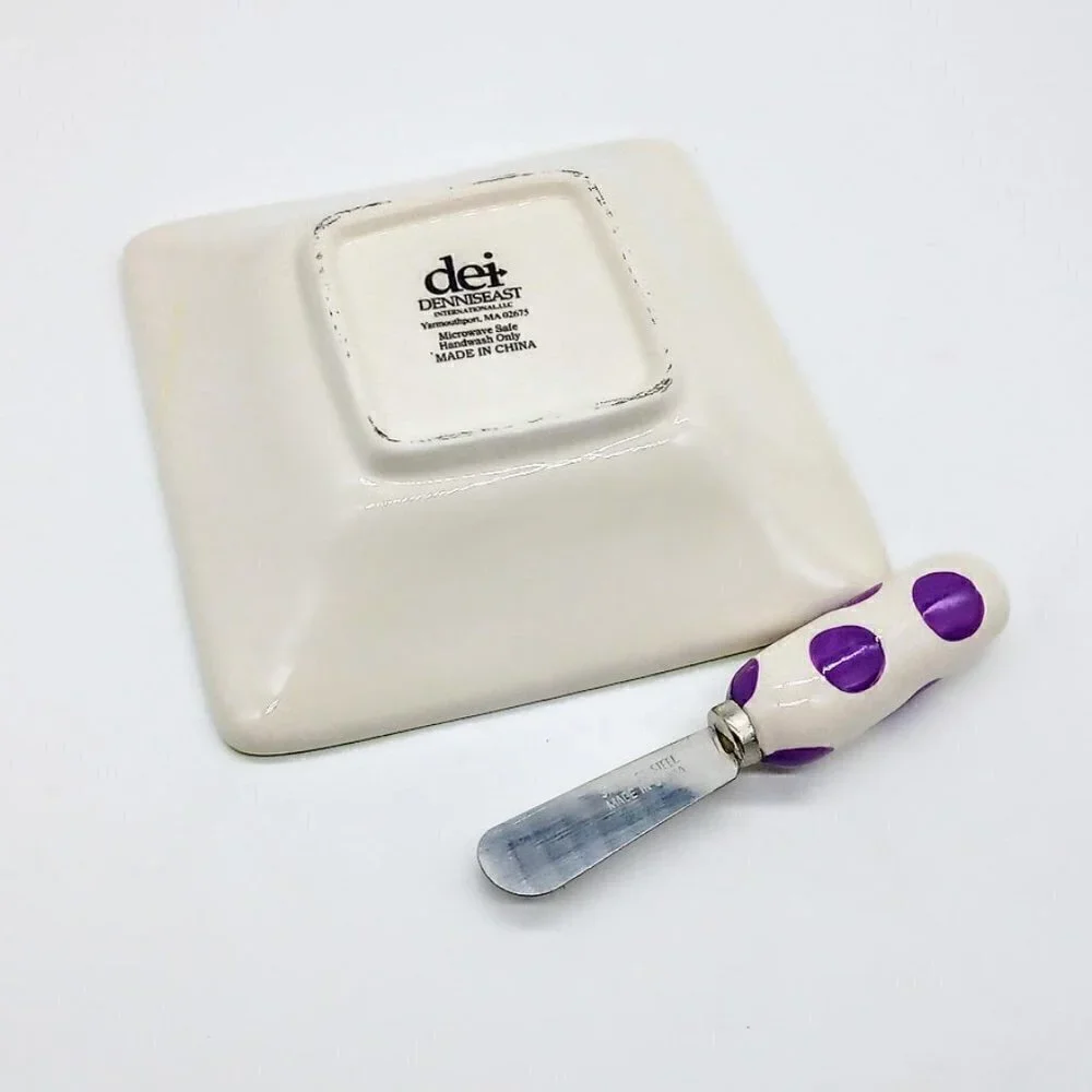 Dennis East International Square Ceramic Dish & Spreader NIB